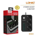 ldnio SE3631 3 Soket + 6 Port USB Power Strip