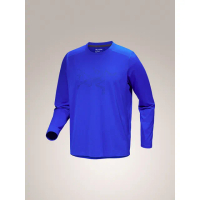 【Arcteryx 始祖鳥官方直營】男 Cormac Logo 快乾長袖圓領衫(生命雜藍/黑寶石)