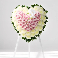 心型花圈 (玫瑰、桔梗、小菊、菊花及其他襯花) [FHW004] 喪禮 殯儀 告別式 追思會