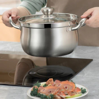 Stainless Steel Pot Double Bottom Soup Pot Nonmagnetic Cooking Multi Purpose Cookware Non Stick Pan Induction Cooker Used Pot