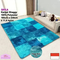 Karpet shaggy bulu tebal alas lantai permadani ruang tamu tidur modern 160 cm x 230 - NMs Blue SFLX 