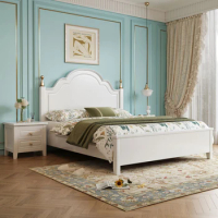 White Storage Double Bed Frame Simple Villa Loft Bed Princess Comferter Camas De Dormitorio Furniture Home