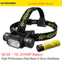 NITECORE HC68 USB Rechargeable Headlight Dual Light Source Spotlight Headlamp 2000 Lumen Outdoor Camping with Battery