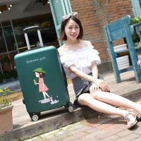 New Women cartoom 20 22 24 26 Inch Travel Luggage Trolley suitcase girl Lovely Boarding box Rolling luggage bag On Wheels