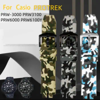 High quality silicone watchband for PROTREK series Casio prw-3000 \ 3100 \ 6000 \ 6100y modified silicone watch strap men's belt