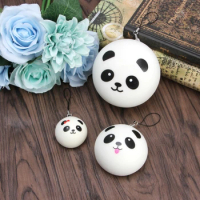 F3MA Panda Squishy Steamed Bun Bag Phone Pendant Lanyard Keychain Kid Toy Gift