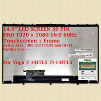 LCD LED Untuk Lenovo Yoga 7 14ITL5 7i-14ITL5 82N7 82LW 82BH TOUCHSCREEN FHD + FRAME LP140WF9 SPK1 LP