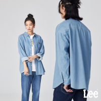 Lee 男女共版 小Logo牛仔長袖襯衫 淺藍洗水｜Modern/FIT EM ALL