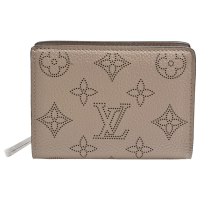 LV Louis Vuitton路易威登 M63529經典Victorine系列Empreinte皮革壓花暗釦三折小短夾(斑鳩灰色)