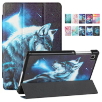 Wolf Animal Painted Tablet Funda For Samsung Galaxy Tab A7 Lite Case T220 T225 Tri-Fold Leather Case For Galaxy Tab A7 Lite 8.7