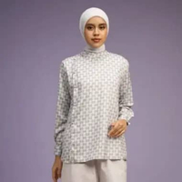 Lozy Hijab - Richa Blouse (Atasan Janggan Motif Print Bahan Koleksi Raya Lebaran 2026) LXL Sky Petal
