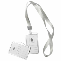 (時尚銀)證件套掛繩 卡套掛繩+(銀色)鋁合金識別證卡套 證件吊牌