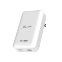 【j5create 凱捷】65W GaN 氮化鎵 雙孔2C PD電源供應器-JUP2465