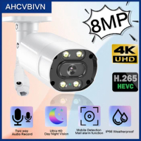 4K 8MP POE IP Camera Bidirectional Voice POE H.265 CCTV Color Night Vision Security Camera