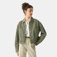 【GAP】女裝 翻領牛仔外套-軍綠色(727225)