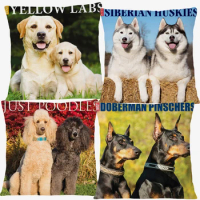 Dogs Breed Cushion Covers Siberian Huskies Poodles Dachshunds Labs German Shepherd Puppies Print Pillow Case