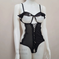 New Lingerie Seksi Teddies Sexy Tali Open Crotch Bodysuit Fit Bigsize to Regular XXL Jumbo Kyungmi