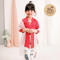VAMERU - KEBAYA ANAK VAMERU MERAH PUTIH KUTUBARU SETELAN BATIK SETELAN KATUN JEPANG AYAM SIMBOK