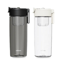 【NOBVAN】運動水壺 健身水壺 茶水分離杯 隨身瓶(550ml/磁彈/隔離/提繩/耐冷耐熱)