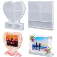 Epoxy Molds, Silicone, Large Size Picture Frames Silicone Molds Rectangle &amp; Heart Shape Epoxy Resin Molds for DIY Home Table Déc