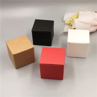 Wholesale Square Shape Small Cute Kraft Paper Packing Gift Box Blank Diy design Candy Cosmetics Storage Carton 5x5x5cm