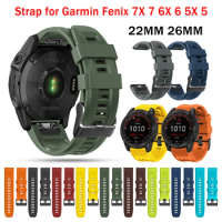 22mm 26mm Silicone Smart Watch Strap For Garmin Fenix 7X 7 Fenix 6X 6 Pro Fenix 5X 5 Plus 3HR Bracelet Quick Release Wristband