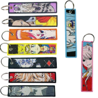 2023 Anime embroidery Key Jet Tag Manga Key chain Manga Key Fobs Cartoon Keychains Key Ring Holder Pendant Accessories gift