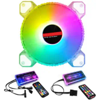 Crystal Diamond Case Fan 120mm Case Fan Ultra-Quiet RGB Lighting Crystal Chassis Fan High-Performance for Computer Case Cooling