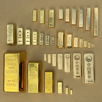 仿真假金磚道具黃金塊銀行金店展示模型純銅樣品大金條擺件裝飾品