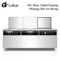 Rinse Dry Ultrasonic Cleaner 45L Bath Industrial Three Tanks Aircraft Engine Wheel Tyre Glassware Ultrasound Cleaning Car Parts