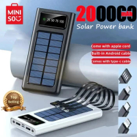Miniso 200000mAh Solar Power Bank Built Cables Conveniente Fast Charging Usb Ports Powerbank For Mobile Phones With Led Light
