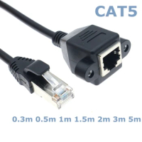 CAT5 RJ45 Cable Male to Female Screw Panel Mount Ethernet LAN 100M Network 8 Pin Extension Cable For industrial chassis computer