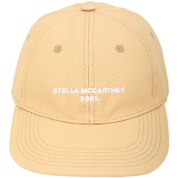 Stella-McCartney 字母刺繡帆布棒球帽(米黃)