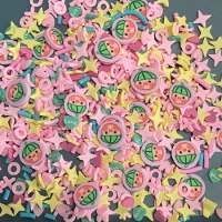 60g Mixed Watermelon Star Stellated Slices Polymer Clay Sprinkles for Slimes Filler Tiny Cute Plastic Klei Acces DIY ,Filler