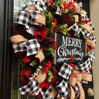 Christmas Door Hanging Wreath Holiday Front Door Festival Wreath for Friend Family Neighbors Gift C66