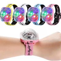 Disco Light Watch USB Chargeable Colorful Magic Wrist Strobe Light Bar Partier Atmosphere Supplies Halloween Christmas Decor