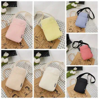 Simple Mobile Phone Bag Portable Shoulder Bag Canvas Crossbody Phone Pouch Pure Color Phone Purse Crossbody for Phone Storage