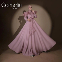 CORNELIA DRESS misskami SEQAA.OFFICIAL Fit Maxi Muslim Scuba Gamis Wanita Pesta Dewasa