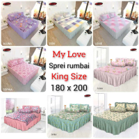 New My Love - Sprei Rumbai Ukuran 180x200 Tinggi 30 cm Tinggi Rumbai 48 cm