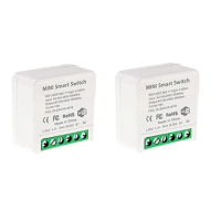 2X Mini Smart Wifi Relay Switch, DIY Timer Light Switch Module Smart Life/Tuya Application, Wireless Remote Control