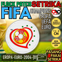 Patch Badge Flock Semi Woven Setrika iron-on Jersey Sepak Bola FIFA Piala EROPA EURO 2004