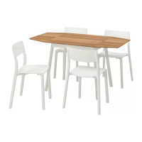IKEA PS 2012/JANINGE 餐桌附4張餐椅, 竹/白色, 138 公分