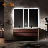 latest new design gold color stainless steel bathroom vanity cabinet with led mirror