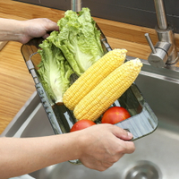 伸縮廚房水槽透明瀝水籃水池洗菜盆餐具水果蔬菜收納籃瀝水架