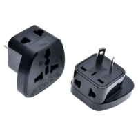 Black white 10A 3 pin 2 in 1 AU UK US EU to USA Canada Mexico Japan travel adapter plug socket convertor with safety door type-B