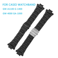 For Casio G-shock GW-A1100 G-1400 GW-4000 GA-1000 High Quality Durable Black Stainless Steel Plastic steel WatchBands Strap