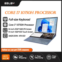 Dual Screen Laptop 16.1 Inch + 14.1 Inch Touch Screen Core i7 10750H Processor Gaming Laptop DDR4 16/32GB SSD Notebook Computer