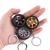 Creative Metal Car Tire Wheel Turbo Keychain Fashion Auto Car Key Holder Simulation Accessories Hanging Pendant