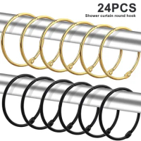 24Pcs Metal Circular Hooks Shower Curtain Hanger Ring Metal Shower Curtain Hook For Bathroom Shower Rod Curtain Accessories