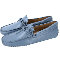 TOD S Gommino 滑面牛皮綁帶休閒豆豆鞋(男鞋/薄霧藍)